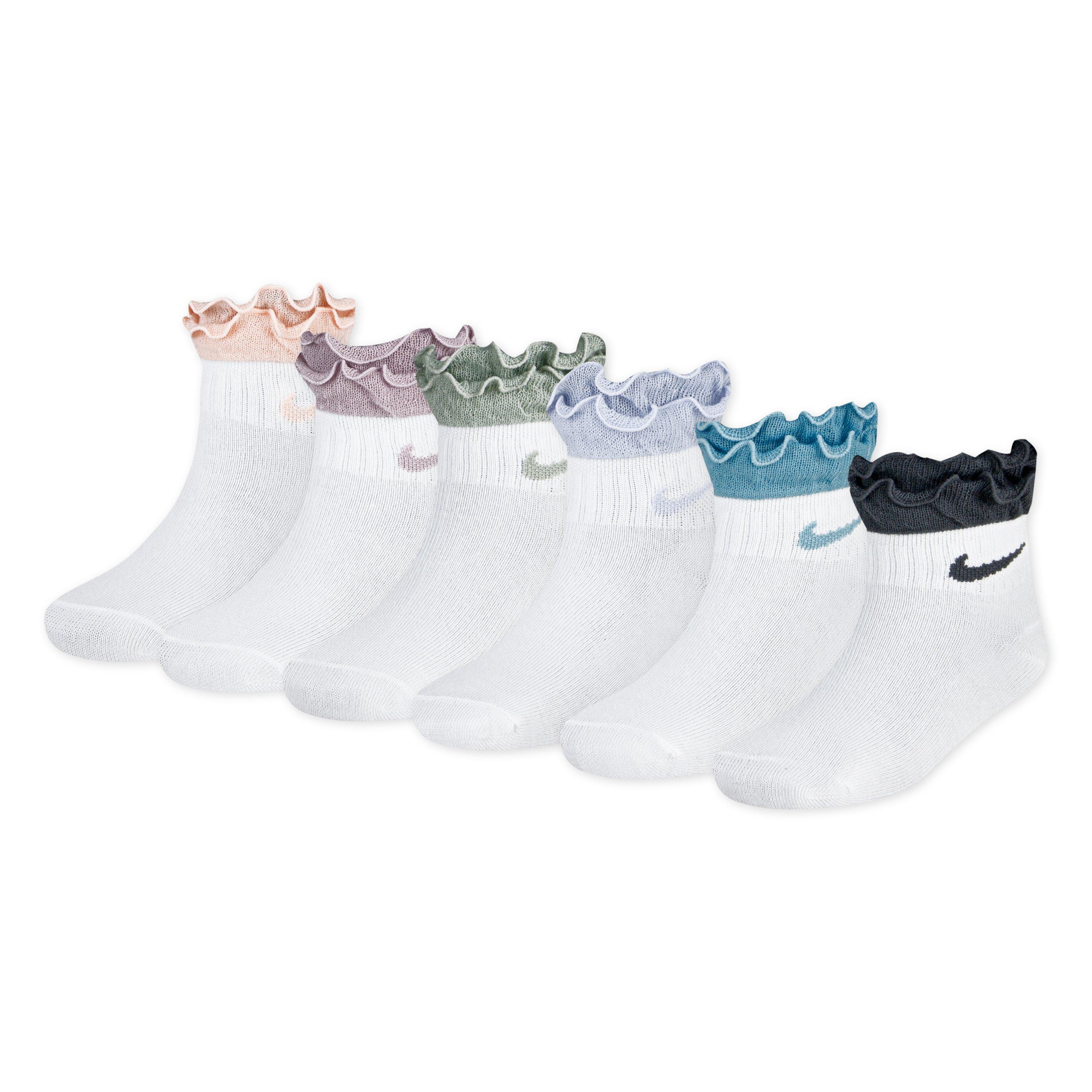 Nike Little Girls' Ruffle 6-Pack Ankle Socks - White/Multi